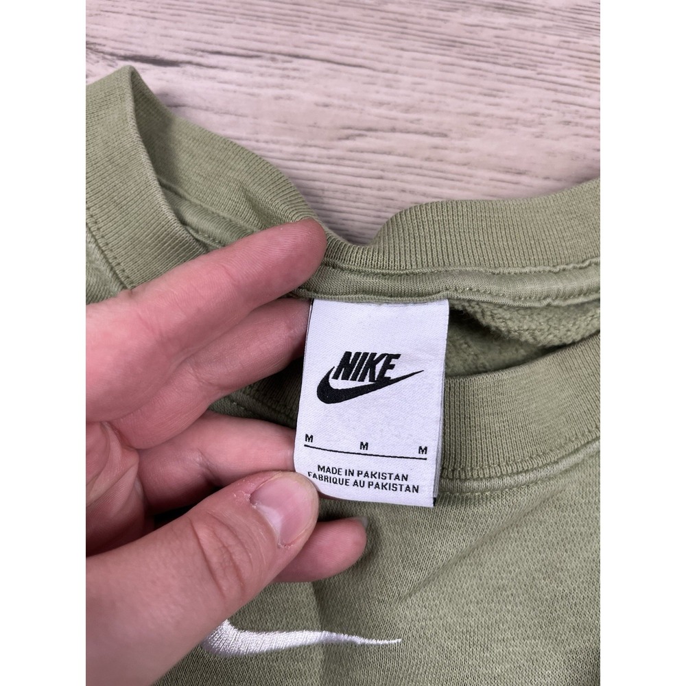 Nike Sweatshirt Men's Medium Olive Green Center Swoosh Crewneck Pullover Casual - Picture 3 of 12